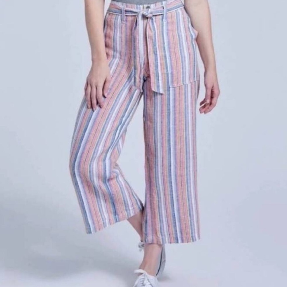 Seven7 Striped Multicolor Wide-Leg Pants SZ 12